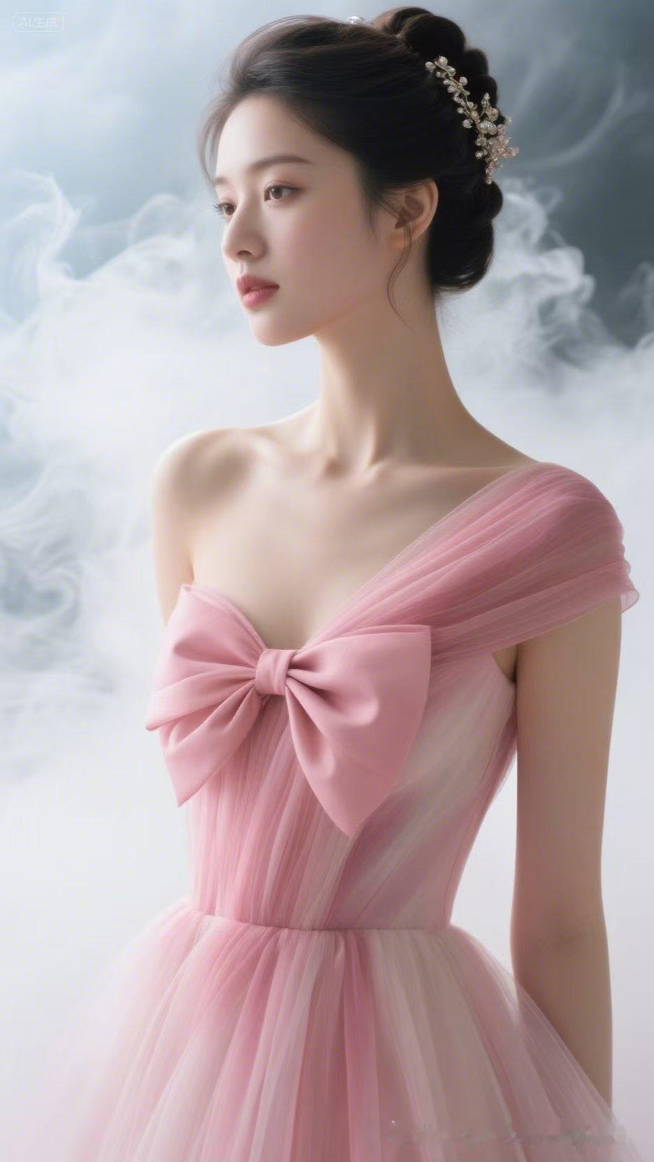 超大粉色蝴蝶结甜美满分，灵动娇俏宛若坠落凡间的梦幻精灵。气质温柔灵动，氛围感浪漫