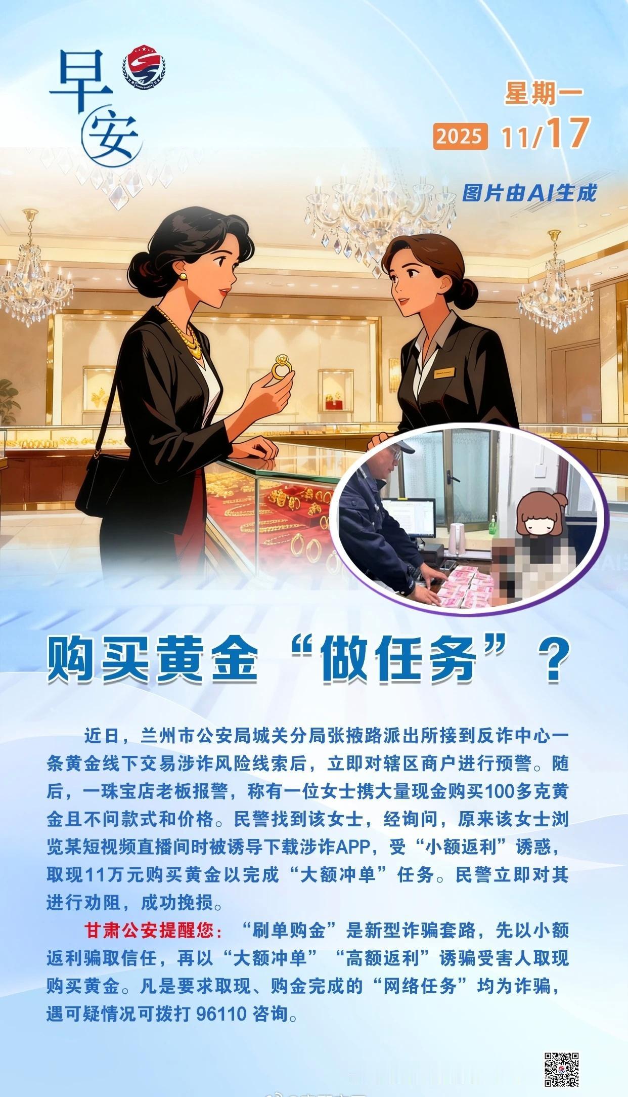 这样买黄金真豪横，民警“看不下去了”……王sir说：“刷单购金”是新型诈骗套路，