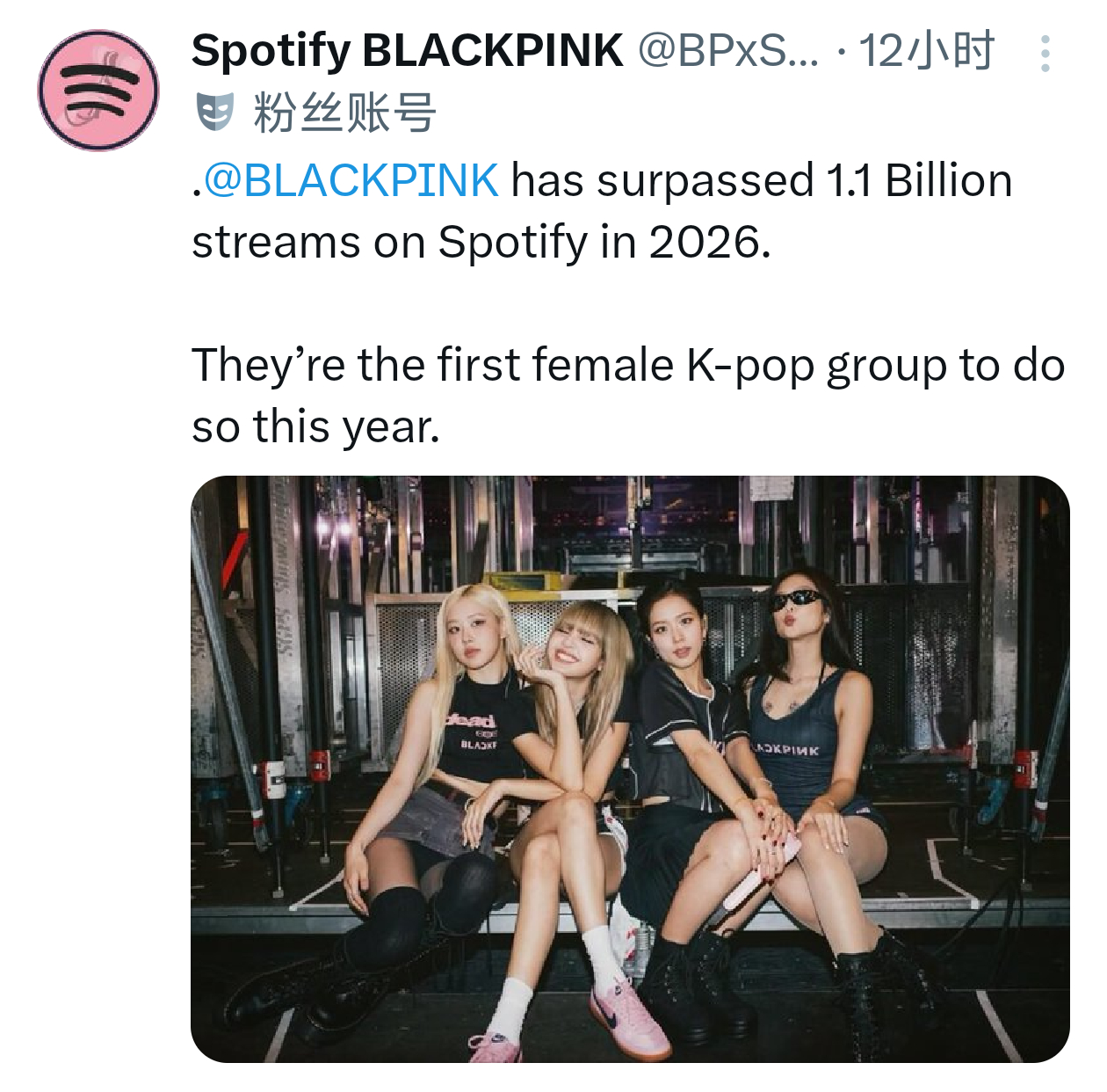 BLACKPINK本年度Spotify累计流媒突破11亿 
