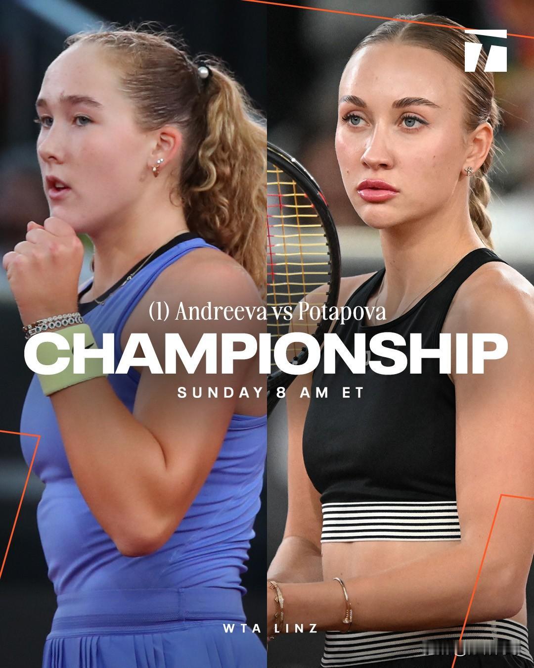 WTA500林茨女单决赛娃娃对决
20：00，🇷🇺安德烈娃vs波塔波娃🇦?