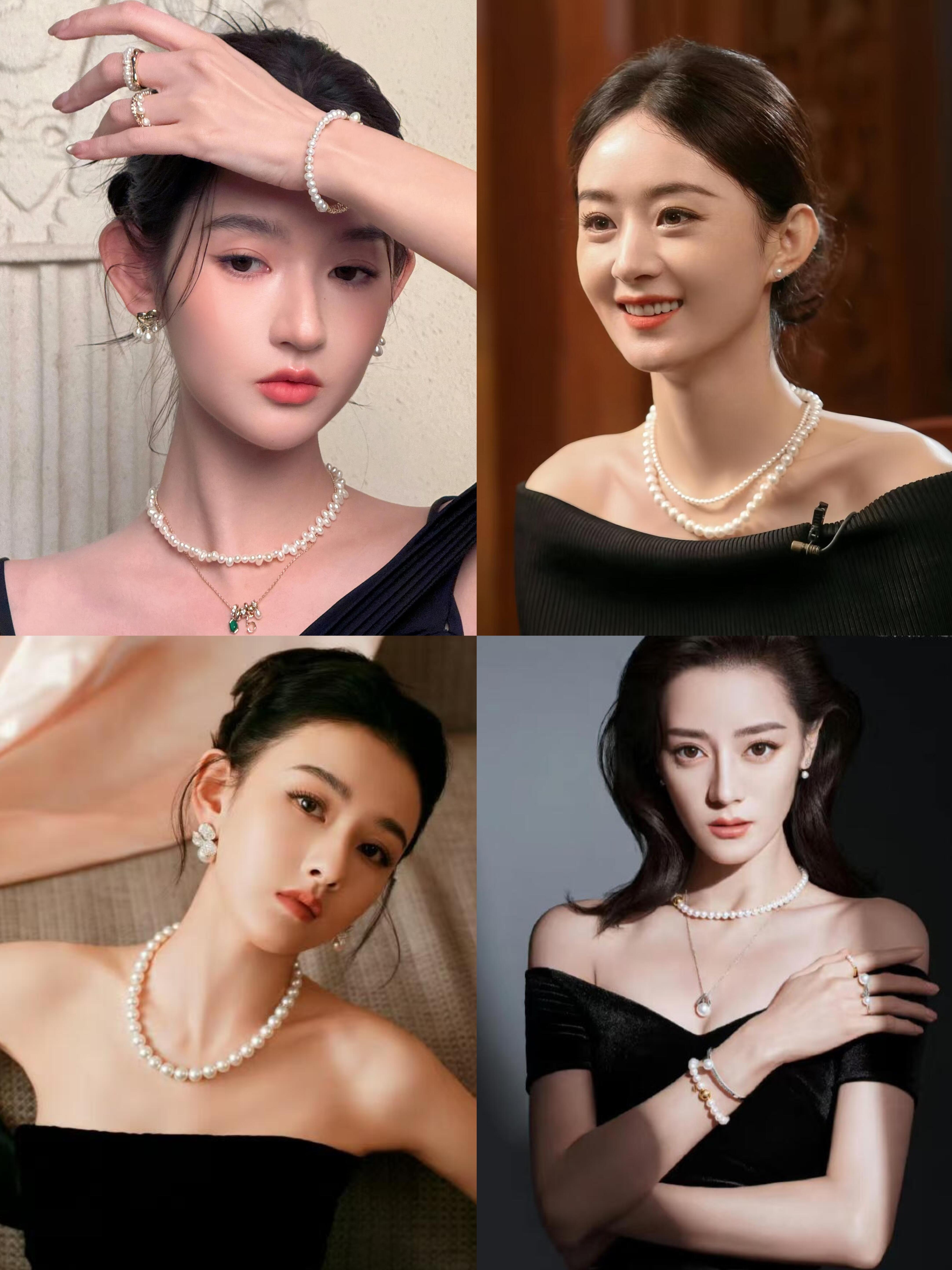 奚梦瑶戴了婆婆的珍珠项链 从温婉女星穿搭能看出，珍珠项链适配各类风格。搭礼服自带