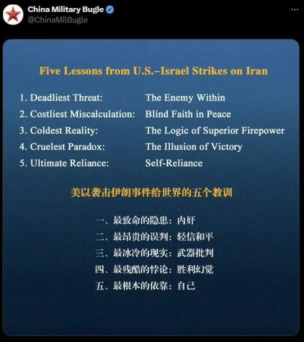 中国军号（China Military Bugle）官方社交媒体账号中英双语对照