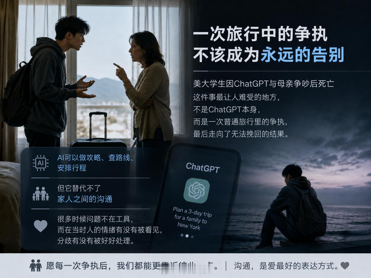 美大学生因ChatGPT与母亲争吵后死亡这件事最让人难受的地方，不是ChatGP
