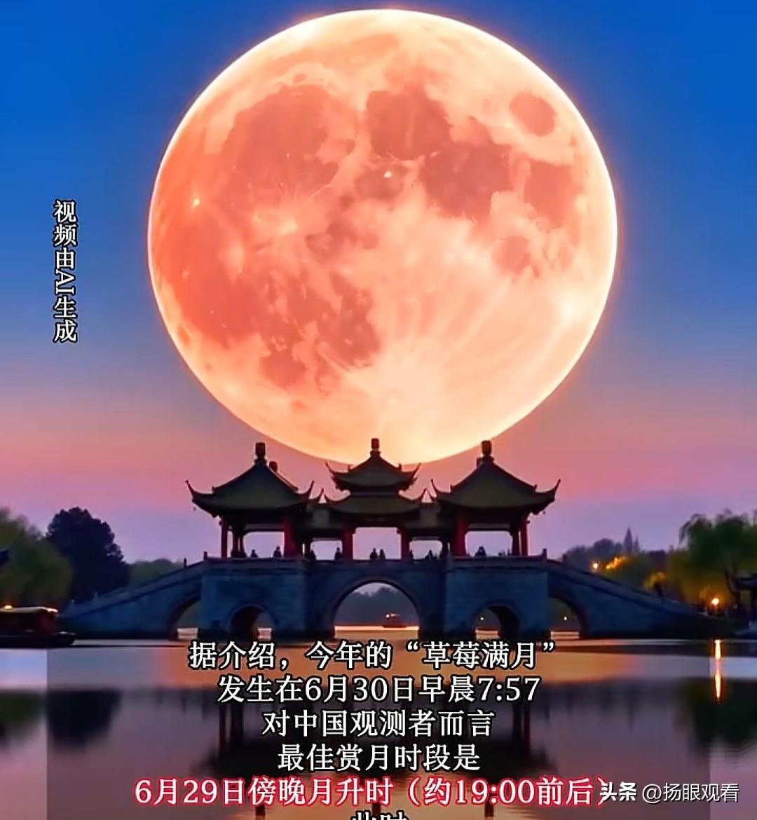 扬州的朋友今晚别低头刷手机啦！专属橘红色草莓满月上线了！
 
扬州6月29日傍晚