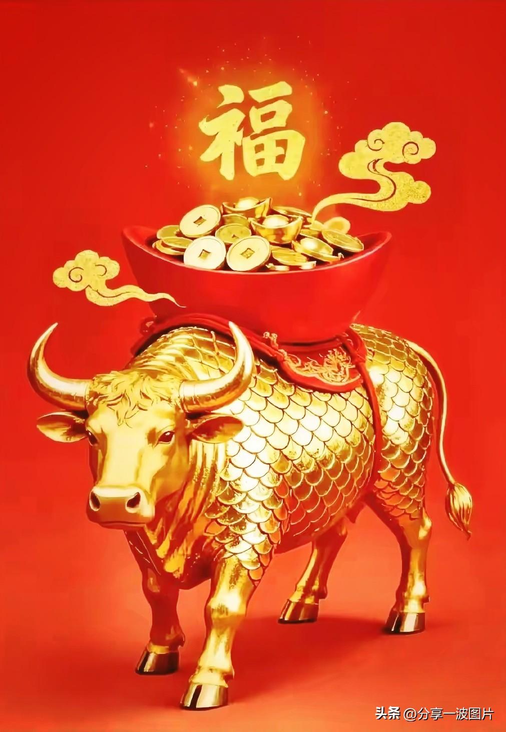 牛气冲天，财源滚滚来。