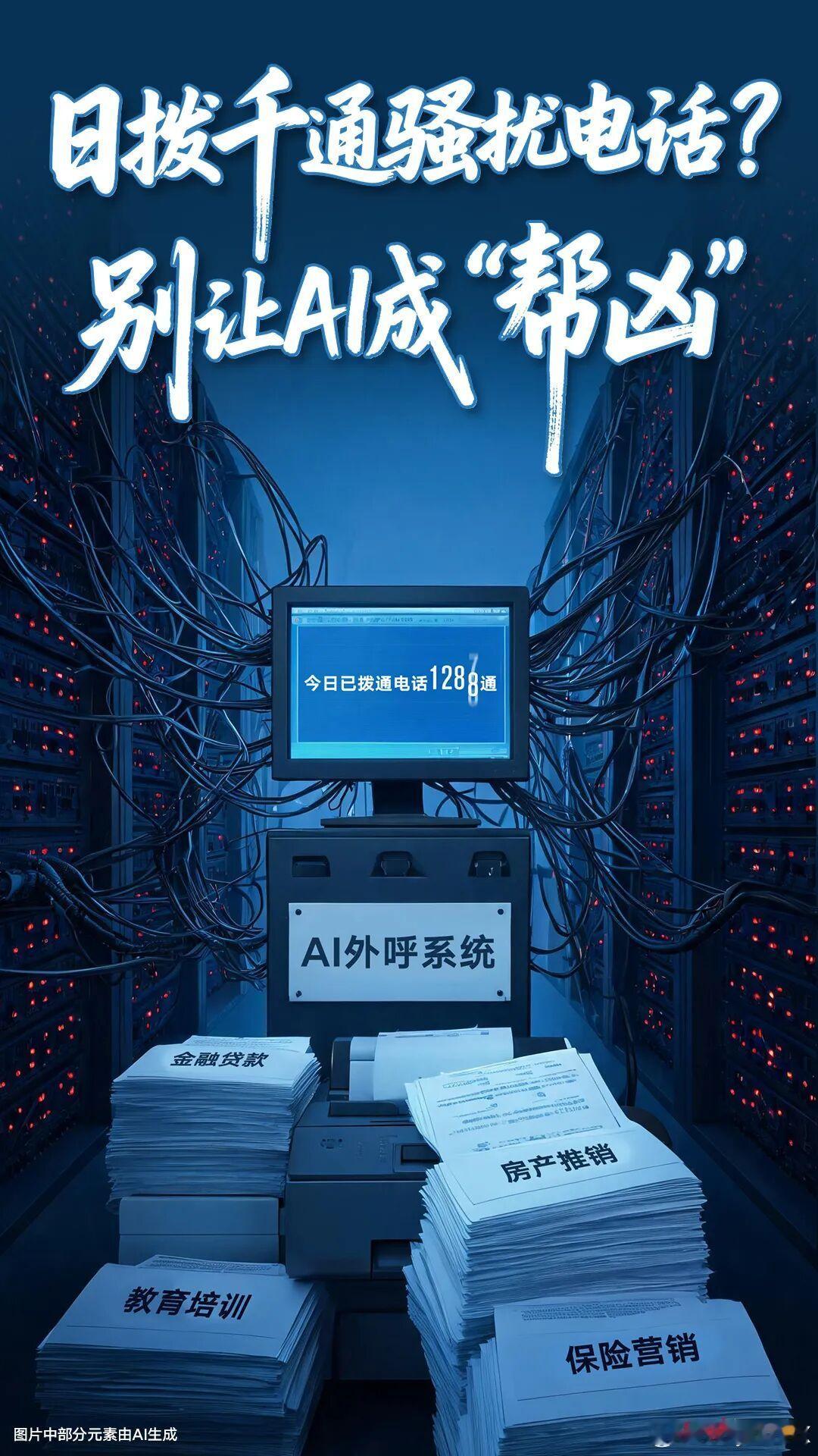据报道，一些不良商家正借助AI“外呼机器人”进行“轰炸式”电话营销，每天能拨80