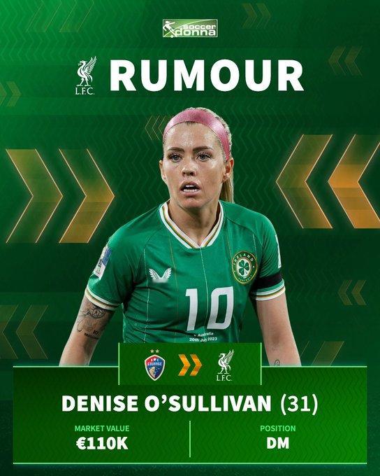 利物浦女足 据爱尔兰记者透露，芬威已经签下了代表爱尔兰国家队出场126次的中场老