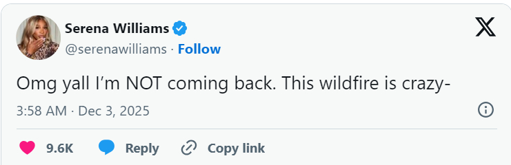 根据BEN透露，小威已被重新纳入国际网球诚信机构（ITIA）的反兴奋剂计划中，这