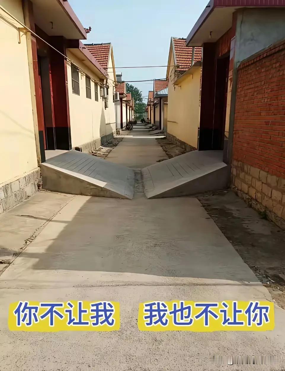 这个村的小路不仅有问题，而且这两家门对门住的住户也有问题。

都说远亲不如近邻，