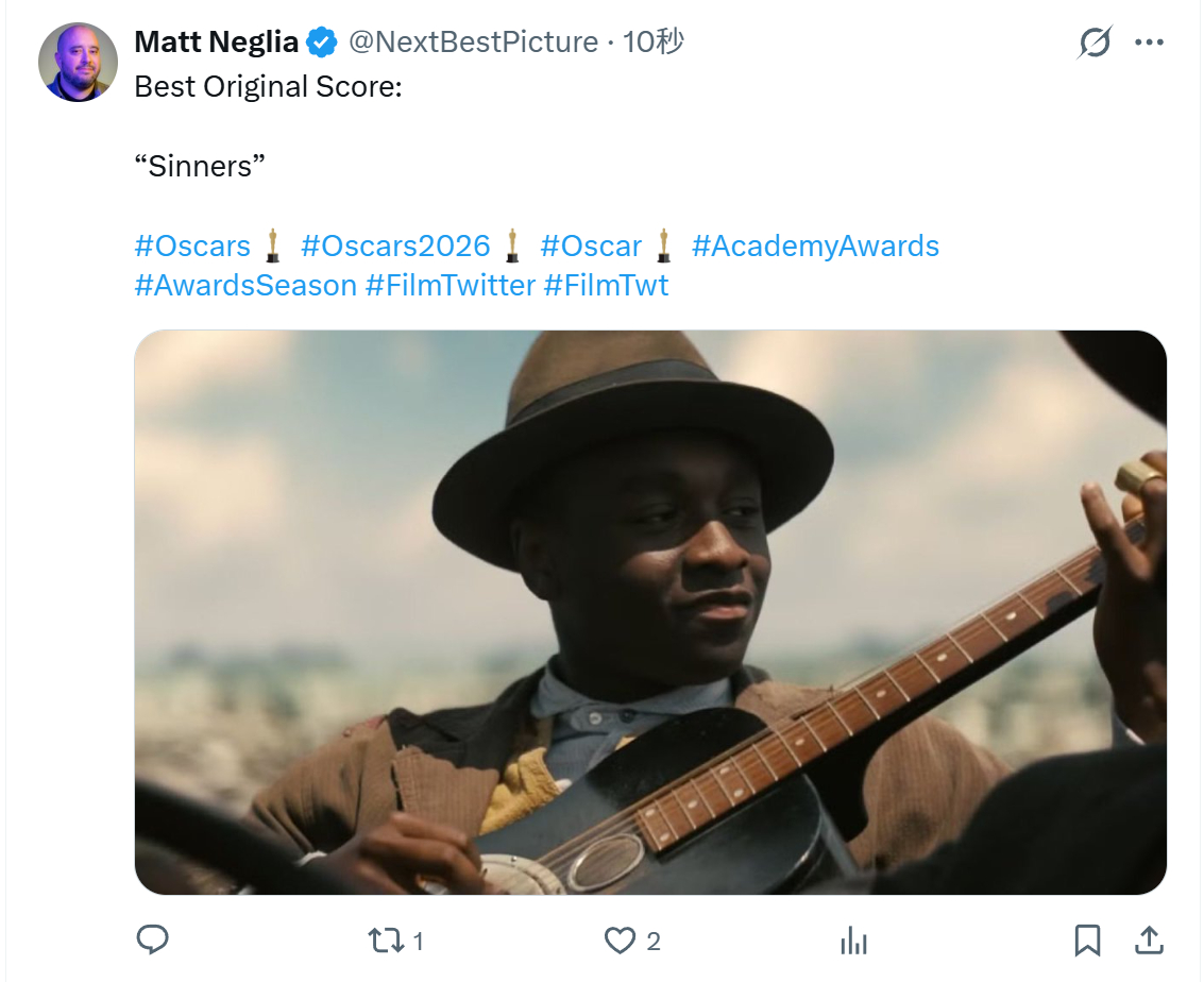 TNABO 奥斯卡最佳原创配乐：《罪人们》奥斯卡