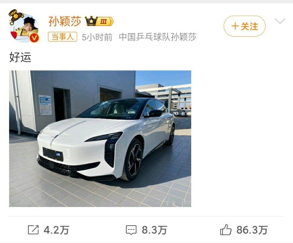 孙颖莎提车 莎姐好酷！ 