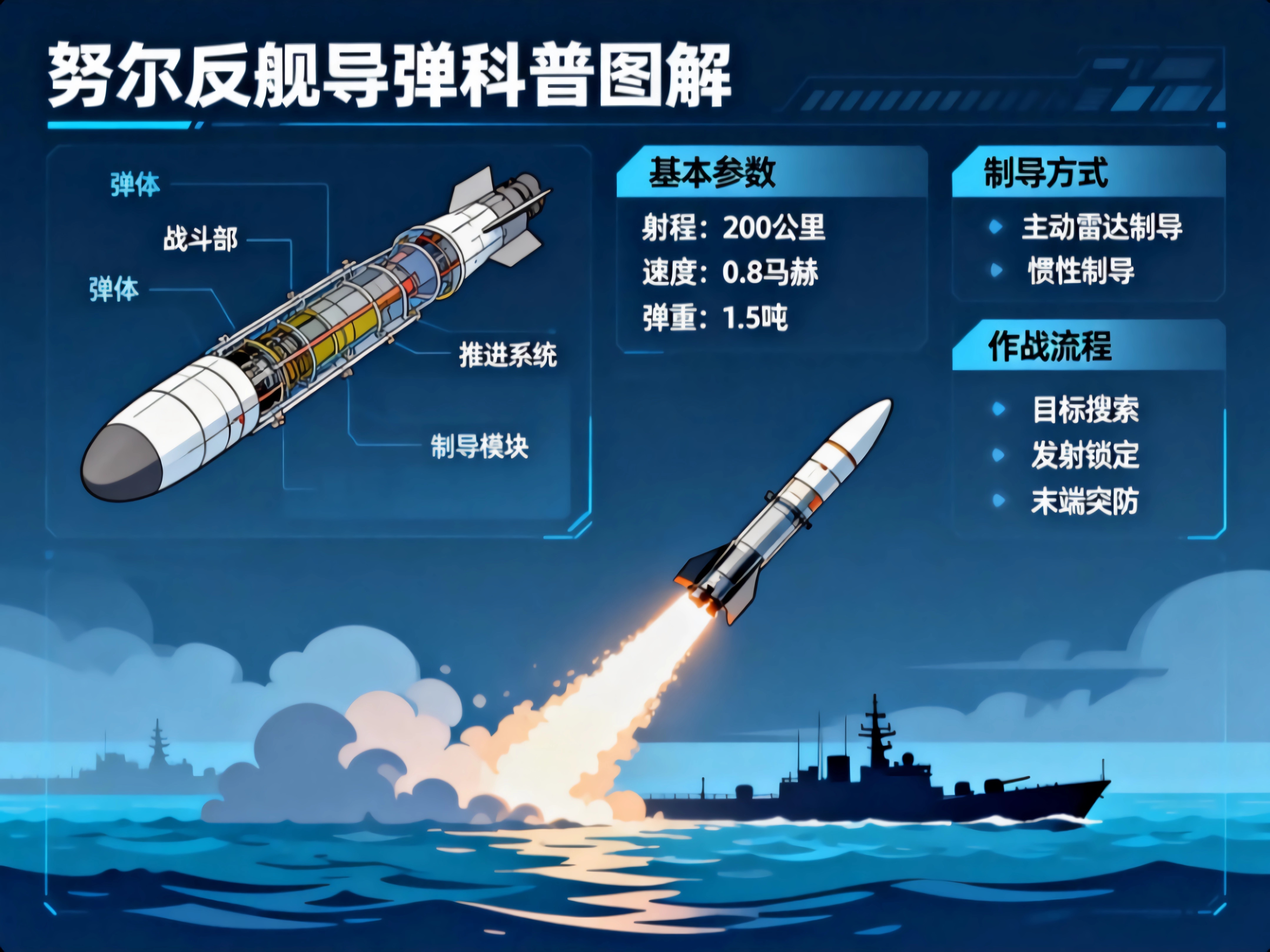 全球武器装备盘点 努尔反舰导弹努尔反舰导弹（Noor）是伊朗基于中国C-802反