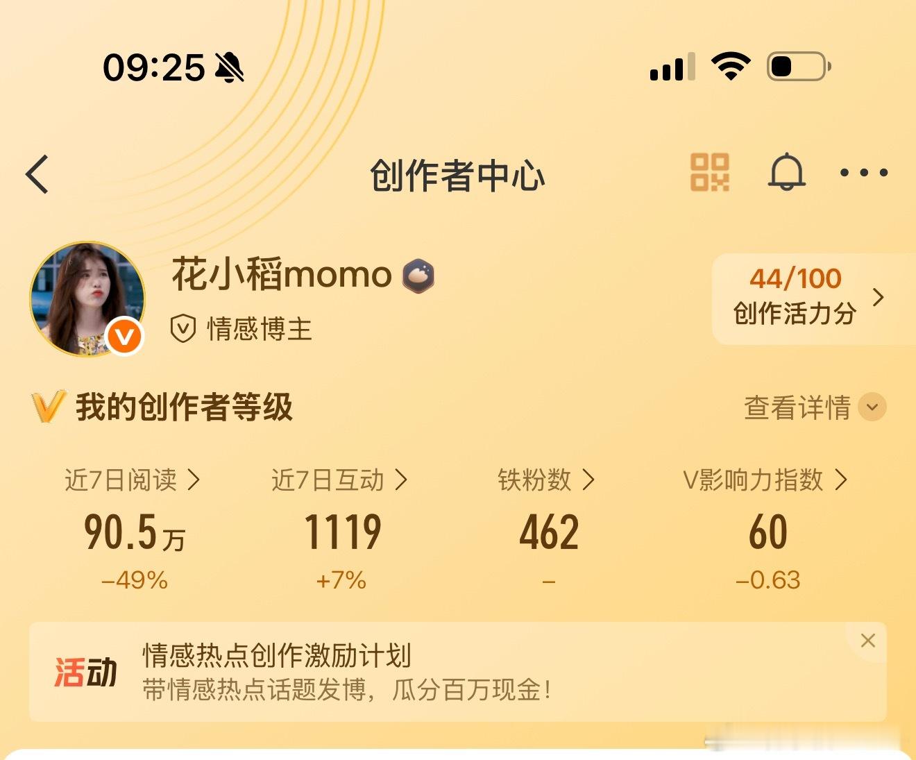 我的账号怎么了，为什么没有实时感觉数据一切正常呀，但是创作活力分也低吃早饭的时候
