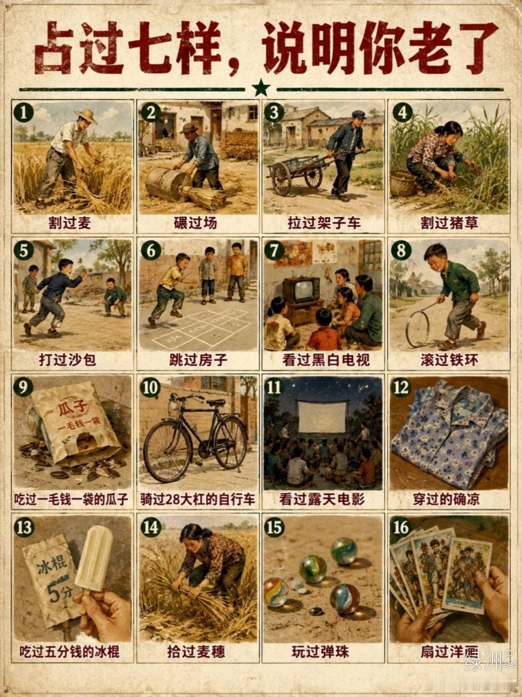 占过七样，说明你老了😂  ​​​