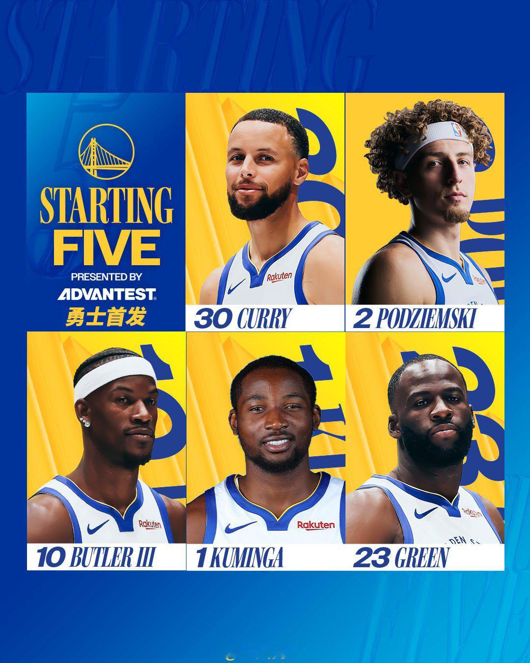 勇士今日首发：勇士vs步行者 ​​​