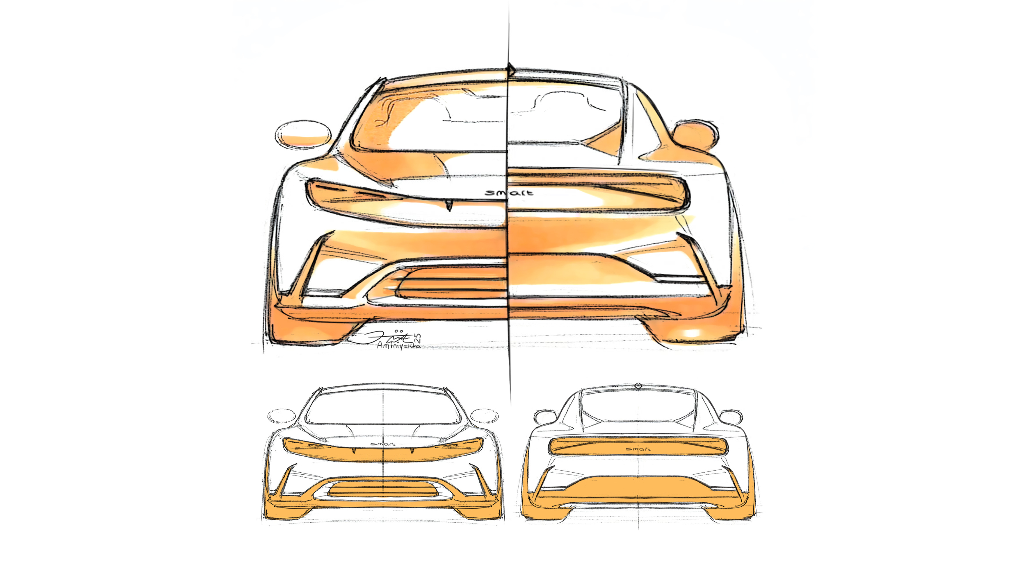 看到smart 6的手稿，我真有点激动。瓦格纳在奔驰的收官之作，用那条从A柱一路