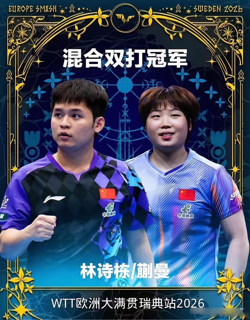 一夜之间，WTT欧洲大满贯，2项大奖诞生，其他8项明朗了1、混双冠军——林诗栋/