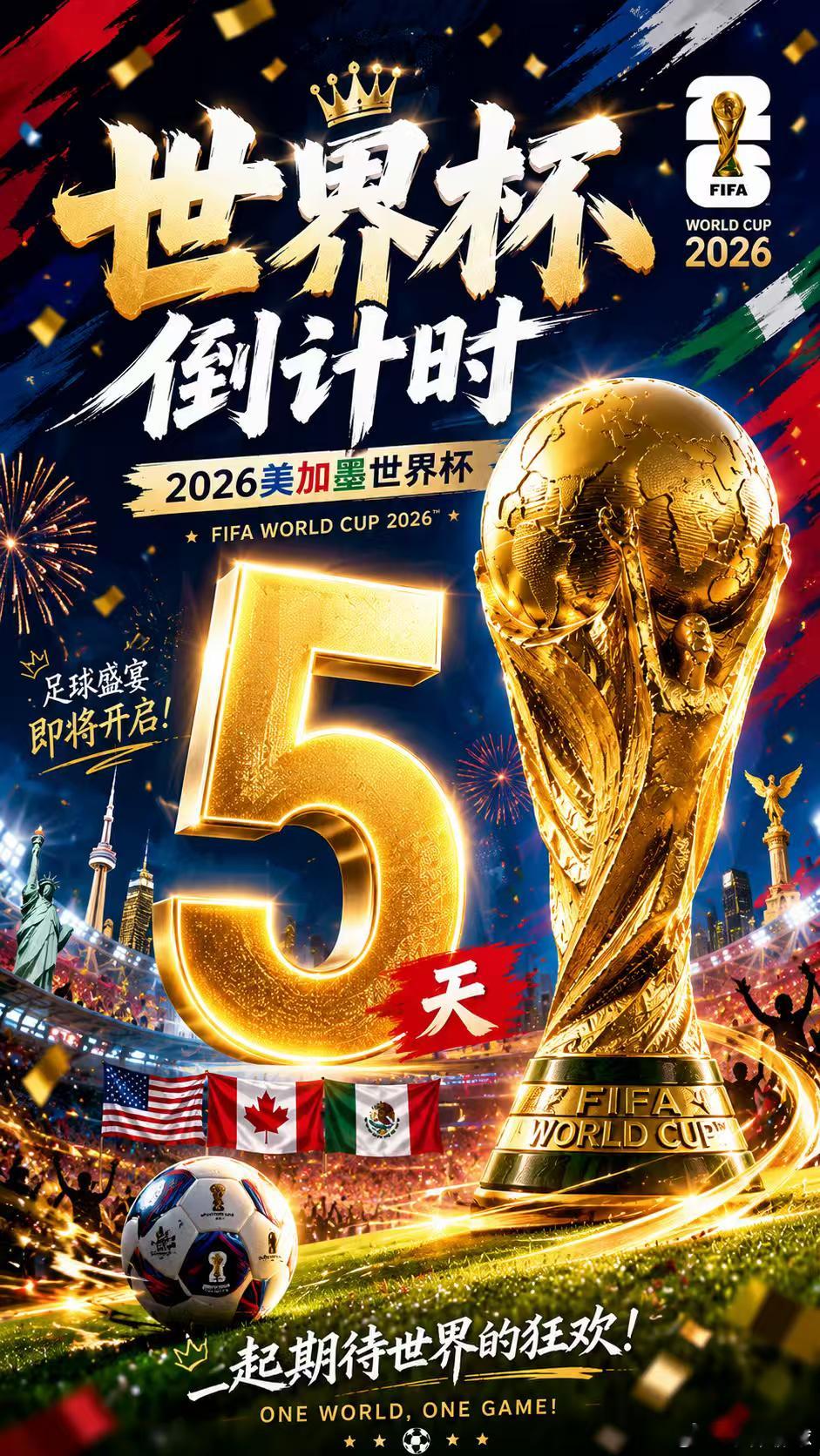 2026世界杯 只剩5天！48支球队——这是世界杯94年历史上第一次扩军到48队
