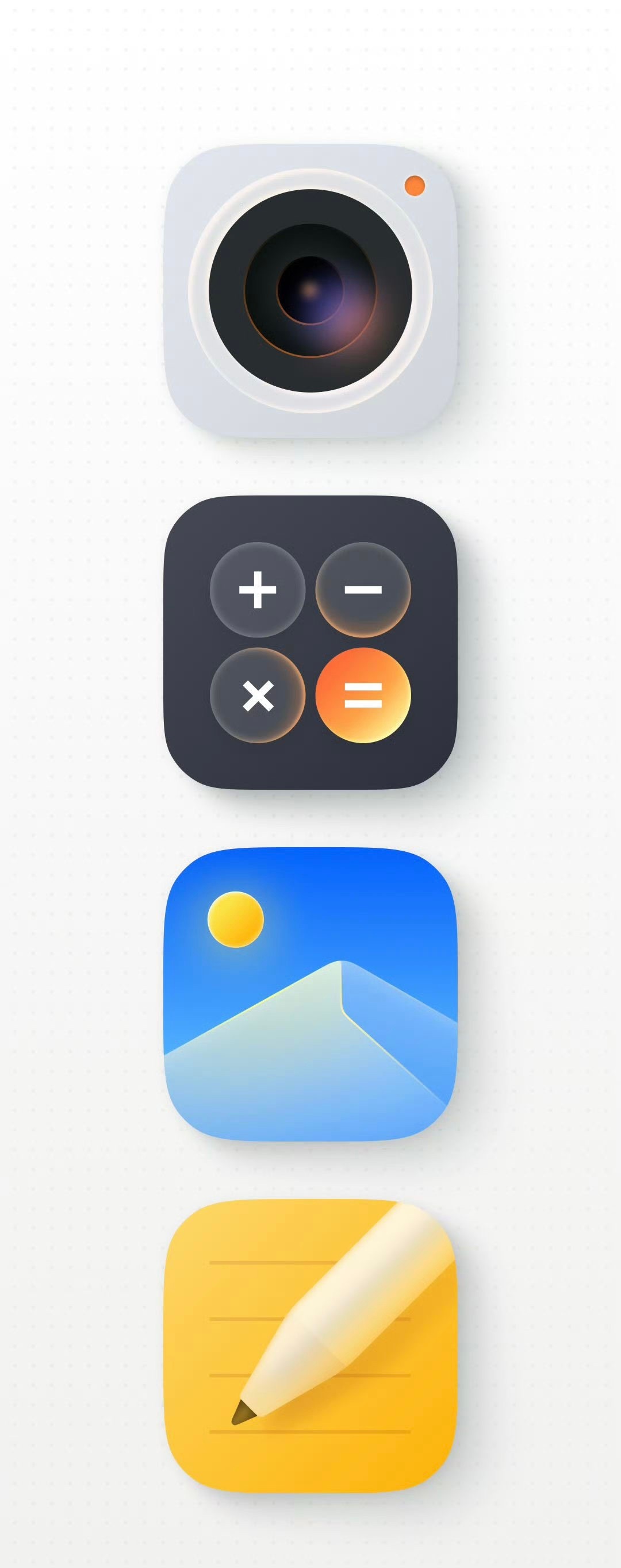 ColorOS 16 小部分图标高清细节大图，细节更加丰富，加入了「光场」和「色