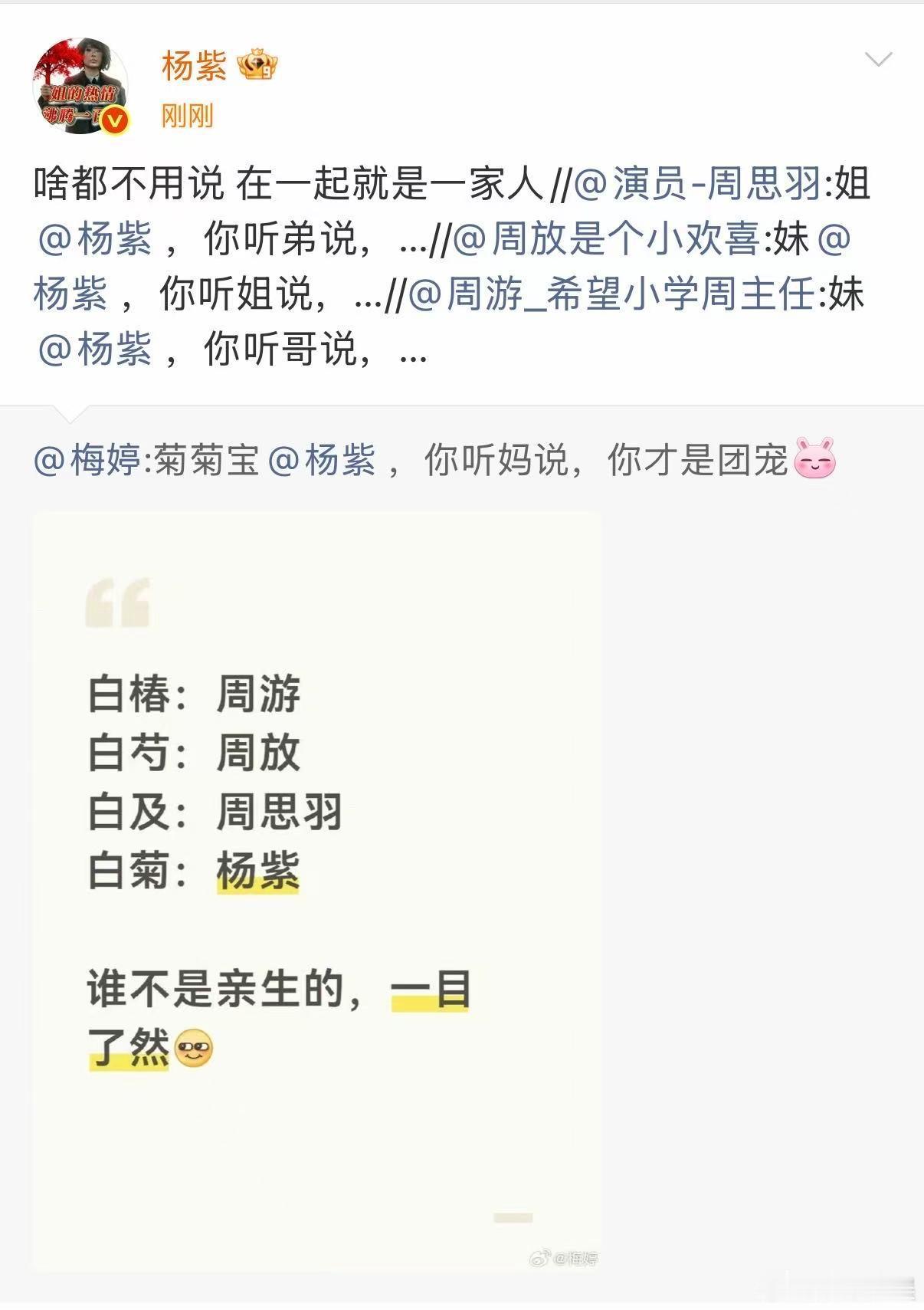 好多人艾特杨紫杨紫生命树一家人杨紫生命树一家人，真好，