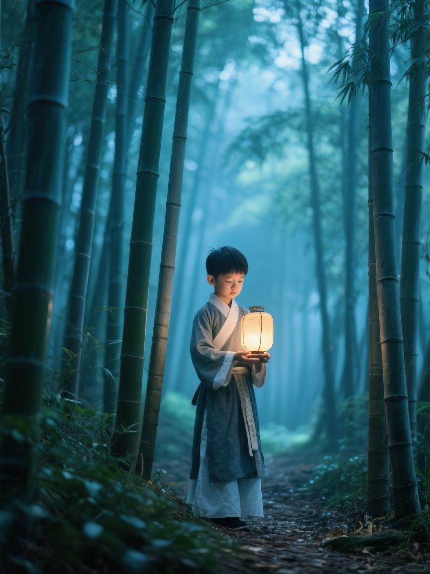AI妙生图在幽篁间，一盏暖灯摇曳。寻一方静谧，让心于静谧中探幽，与自然共鸣。