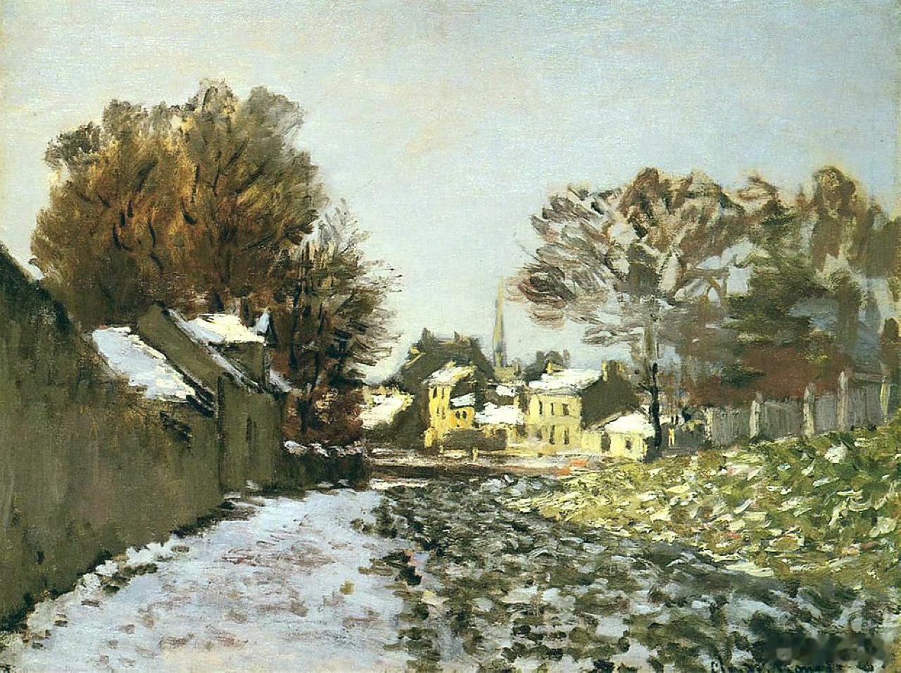 莫奈《阿让特伊雪景》：两帧雪画里，藏着光与影的私语
 
阿让特伊的雪，在莫奈笔下