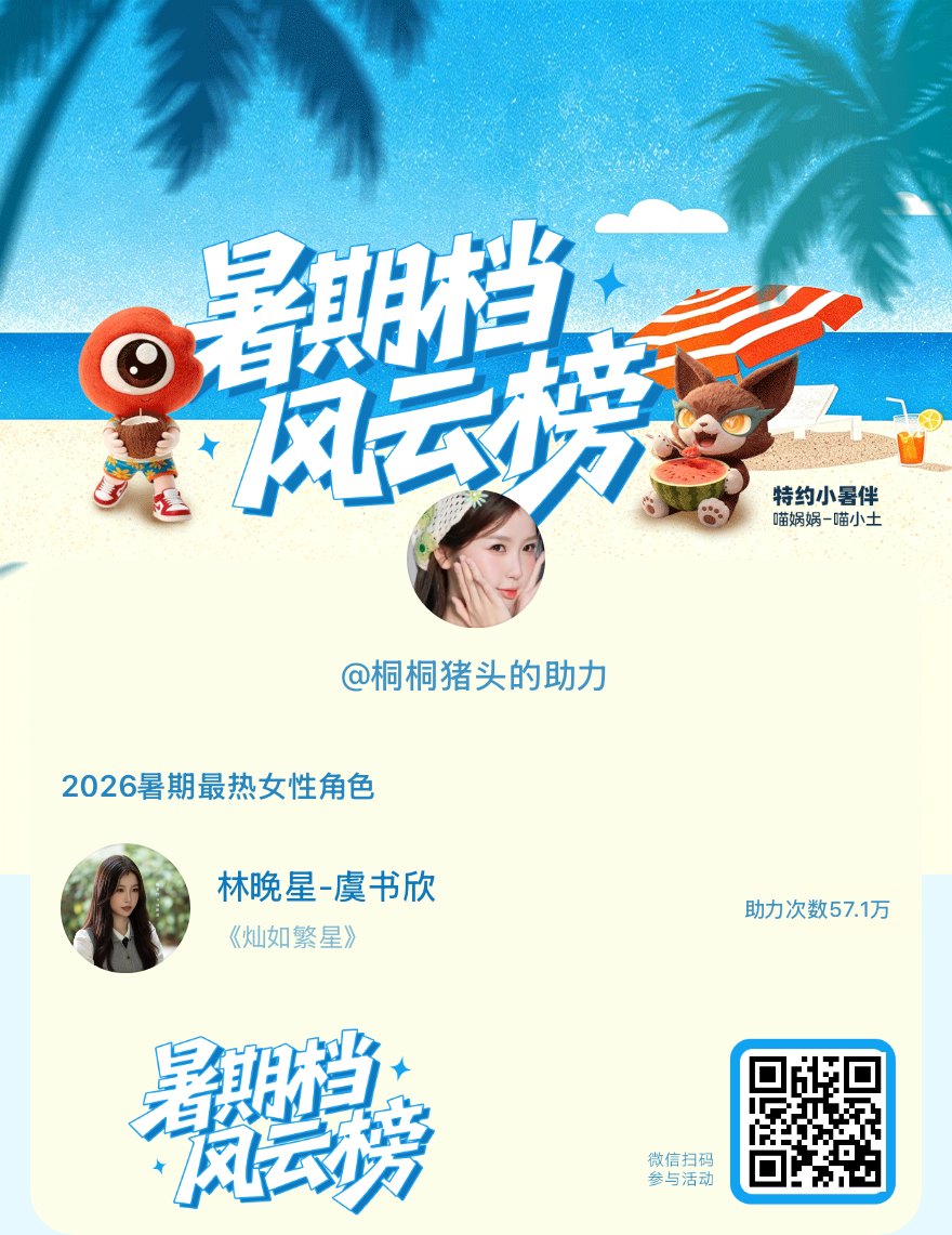 【暑期档风云榜】活动进行中，快来助力她成为今夏最热！2026暑期最热女性角色 暑
