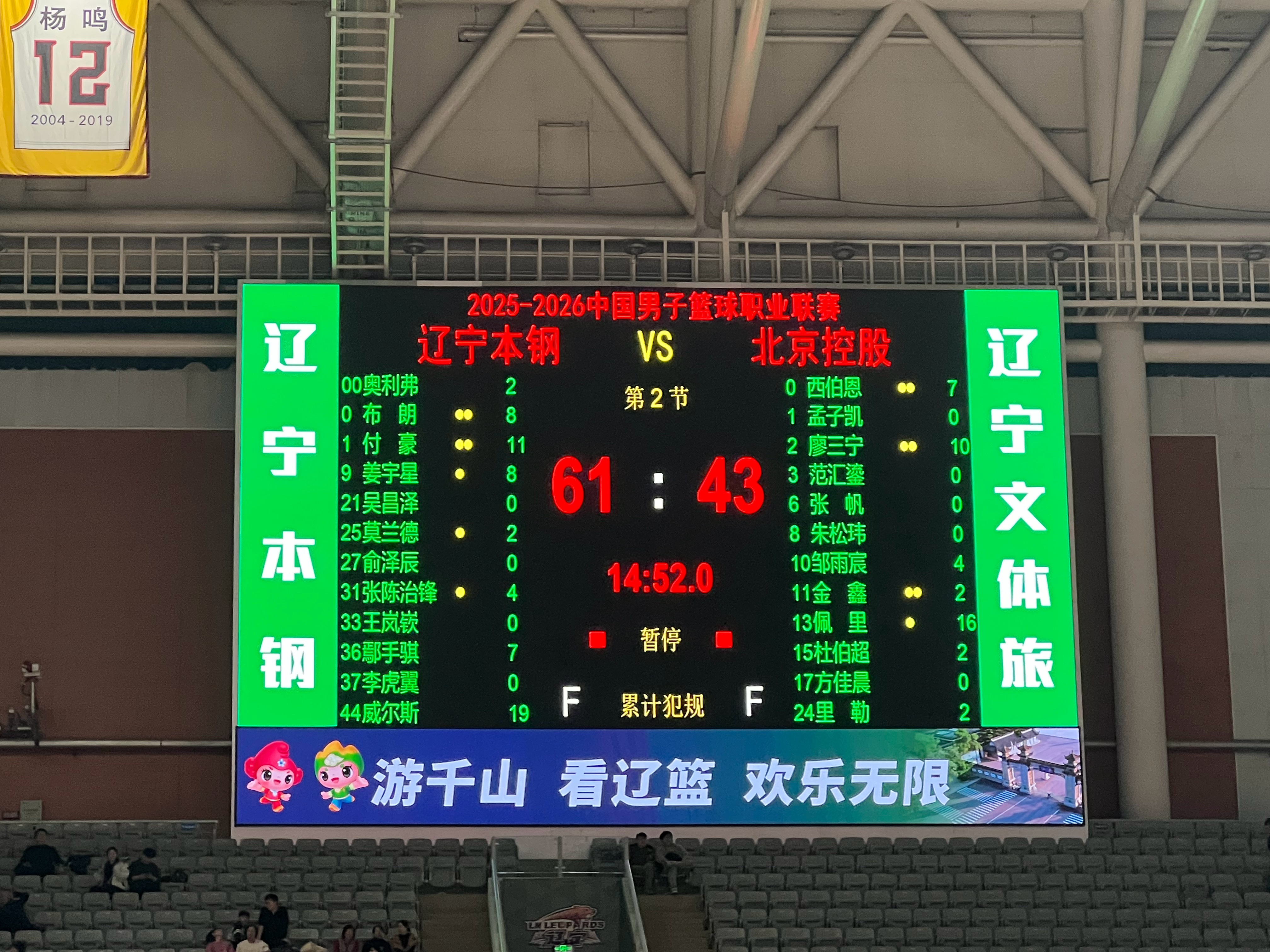 半场领先18分，非常流畅的上半场，看的真得劲啊辽宁男篮vs北控男篮