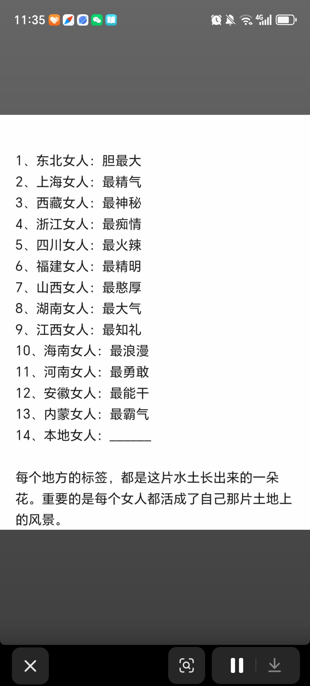 男性对全国各省的女性给出了十分中肯的评价。比如男人们认为浙江的女人们是最痴情的，