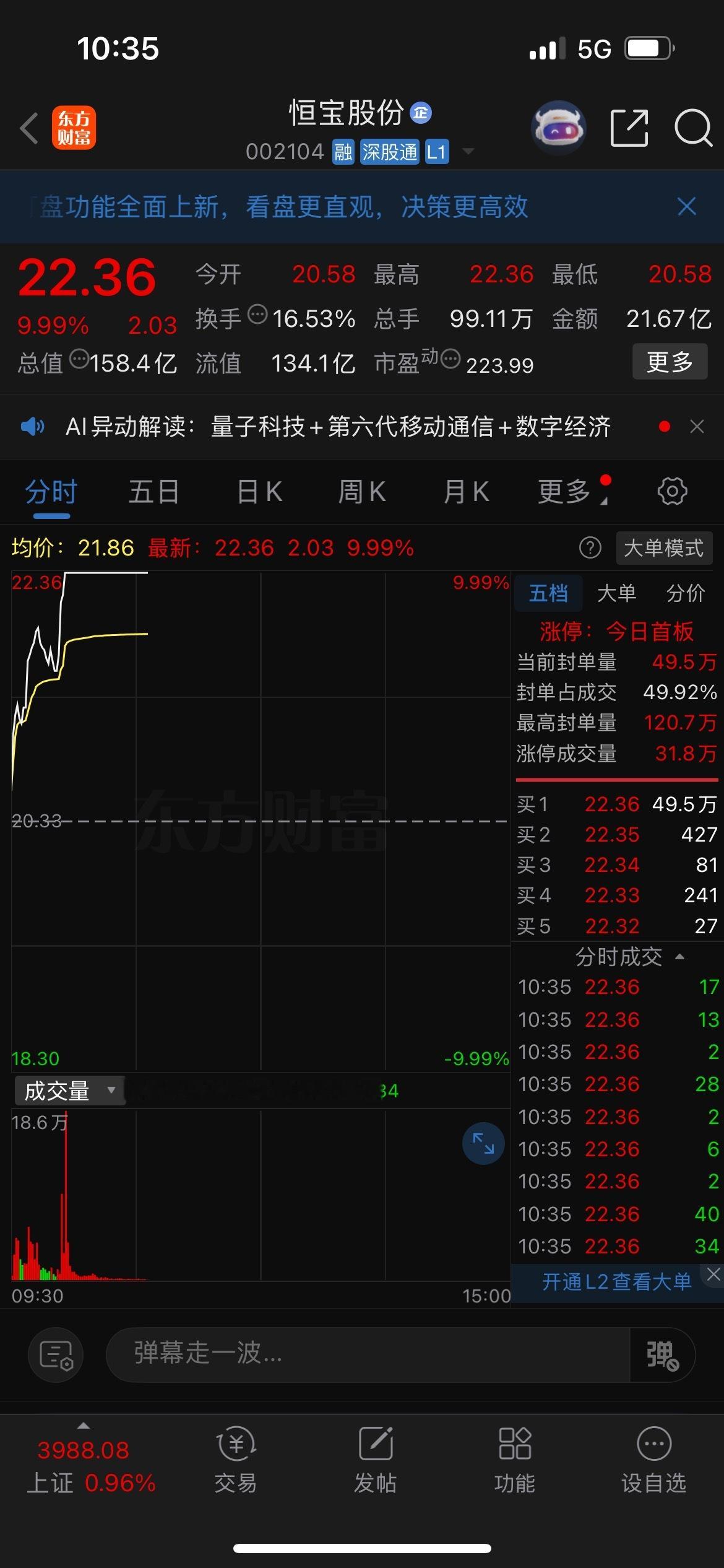 恭喜兄弟们恒宝股份收下涨停 ，知足常乐，快进快出，再接再厉三人行必有我师焉！ ​