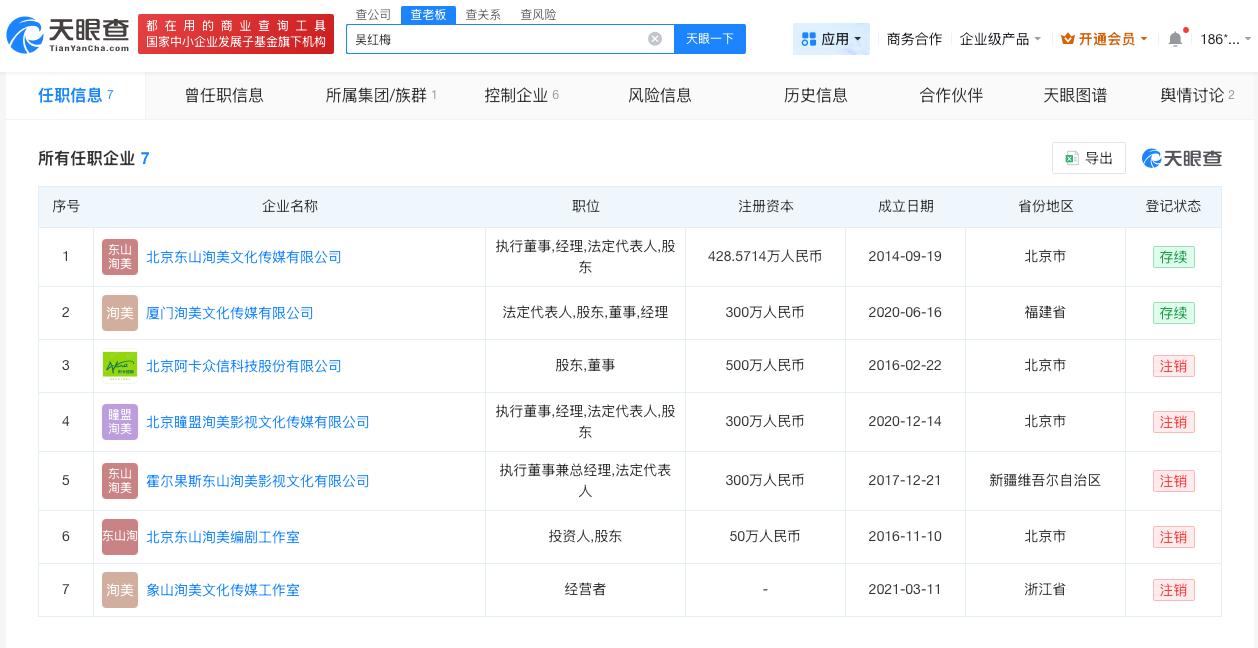 岁月有情时制片人名下多家公司已注销
岁月有情时制片人商业版图揭秘
岁月有情时制片