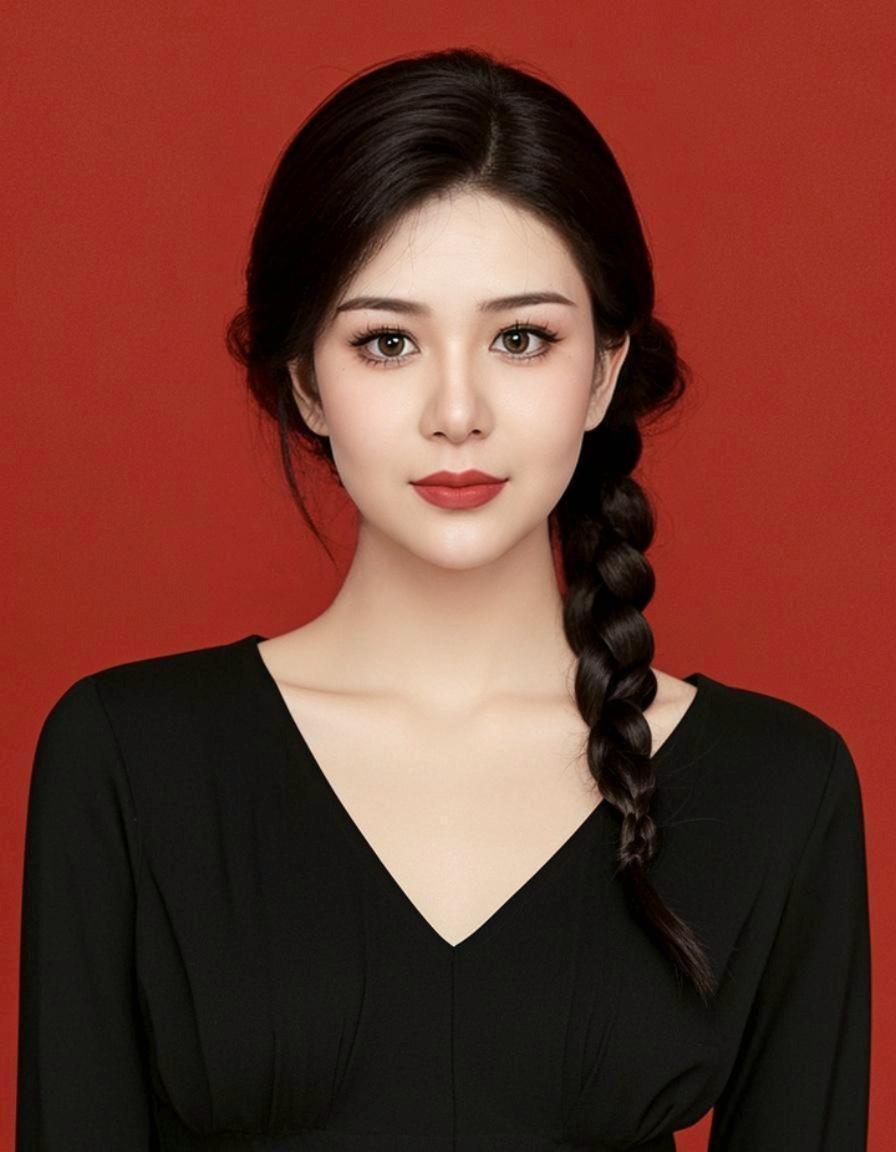 ai魅力黑辫 抖音不语只是一味的出证件照
