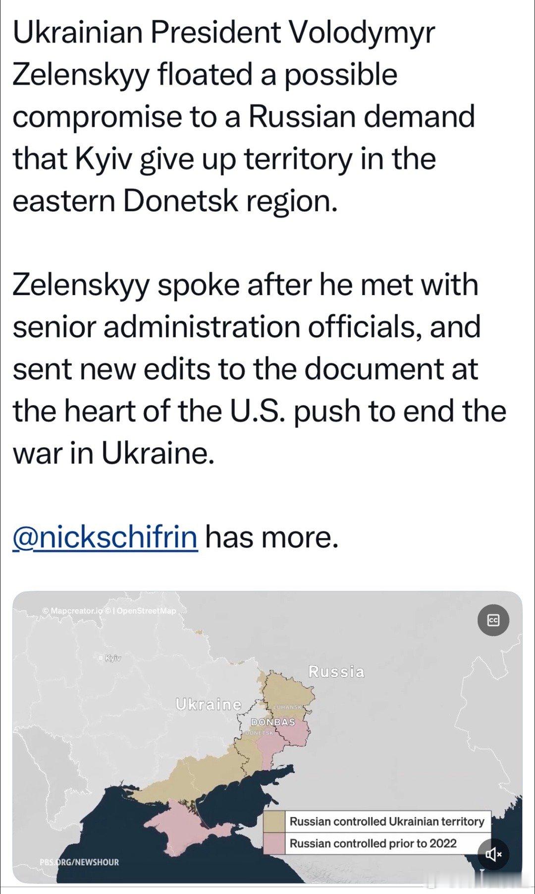 本周六，美乌代表团将在巴黎会谈目前焦点，是俄未占领的乌东（图二Donbas白色地