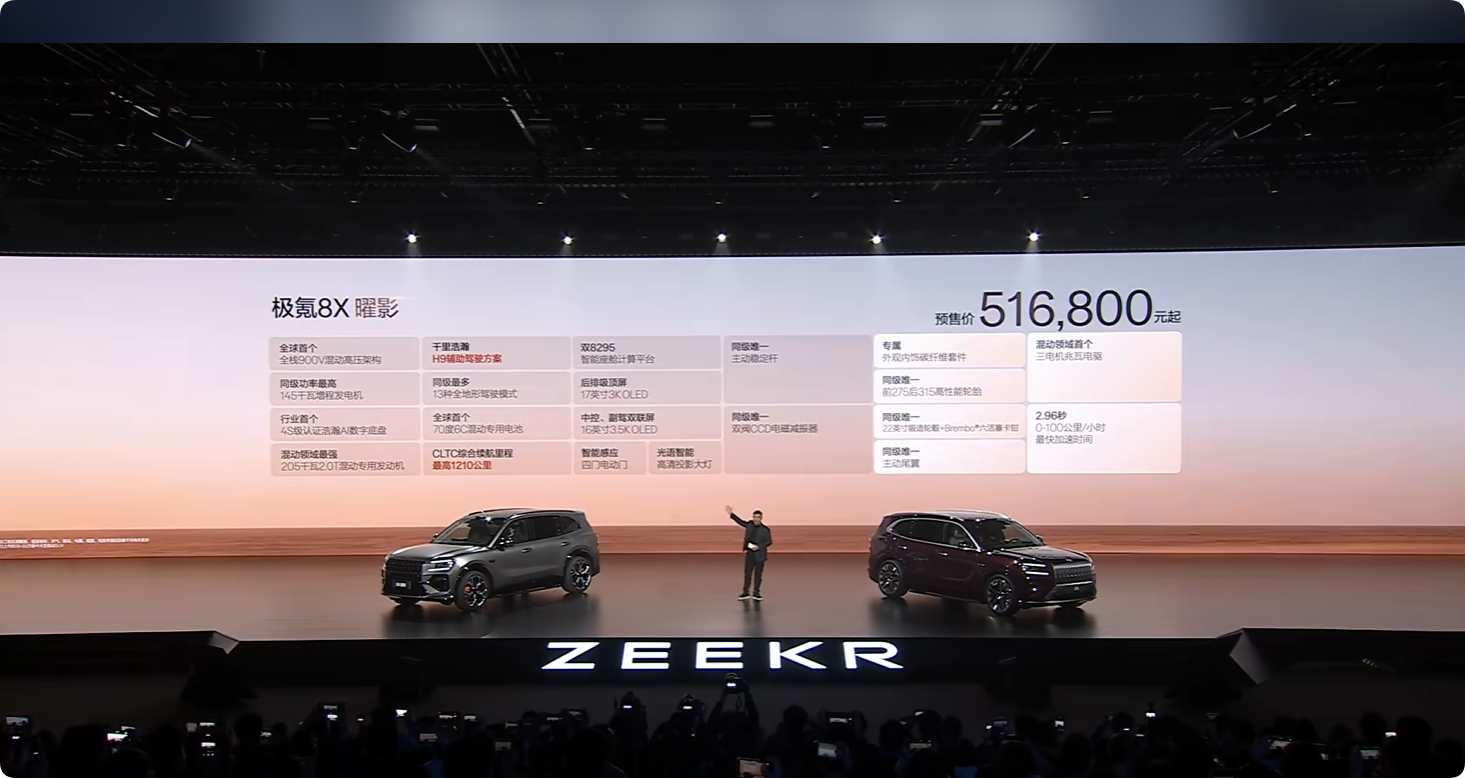 极氪8X 预售价正式发布X8 Max：37.68万8X Ultra L：39.6