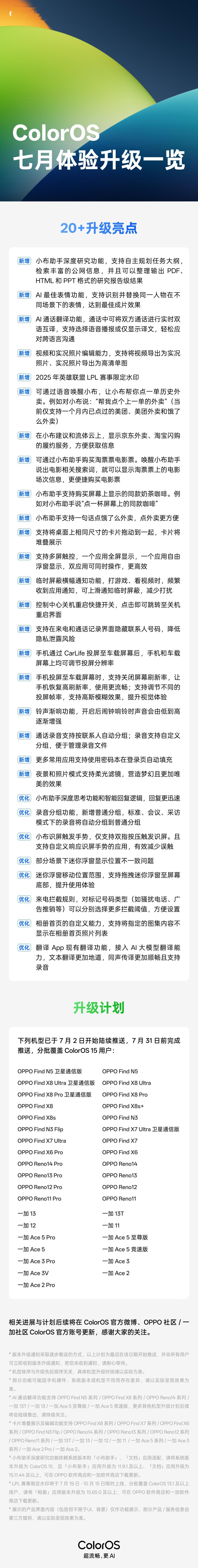 OPPO ColorOS 七月升级日志来了，这次更新主要是小布助手升级，升级后的