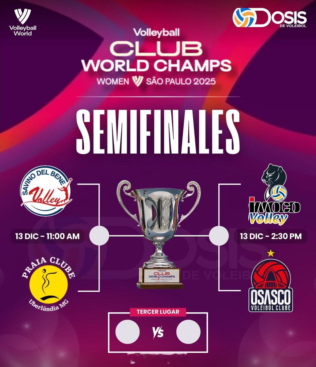 2025女排世俱杯 今日半决赛赛程安排23:59 意大利斯坎迪奇 vs 巴西海滩