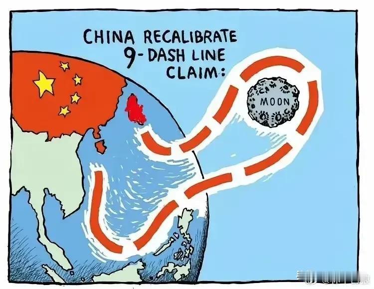越南icon漫画嘲讽我国九段线划到月球上去了。
根据以往经验，我们非常善于实现一