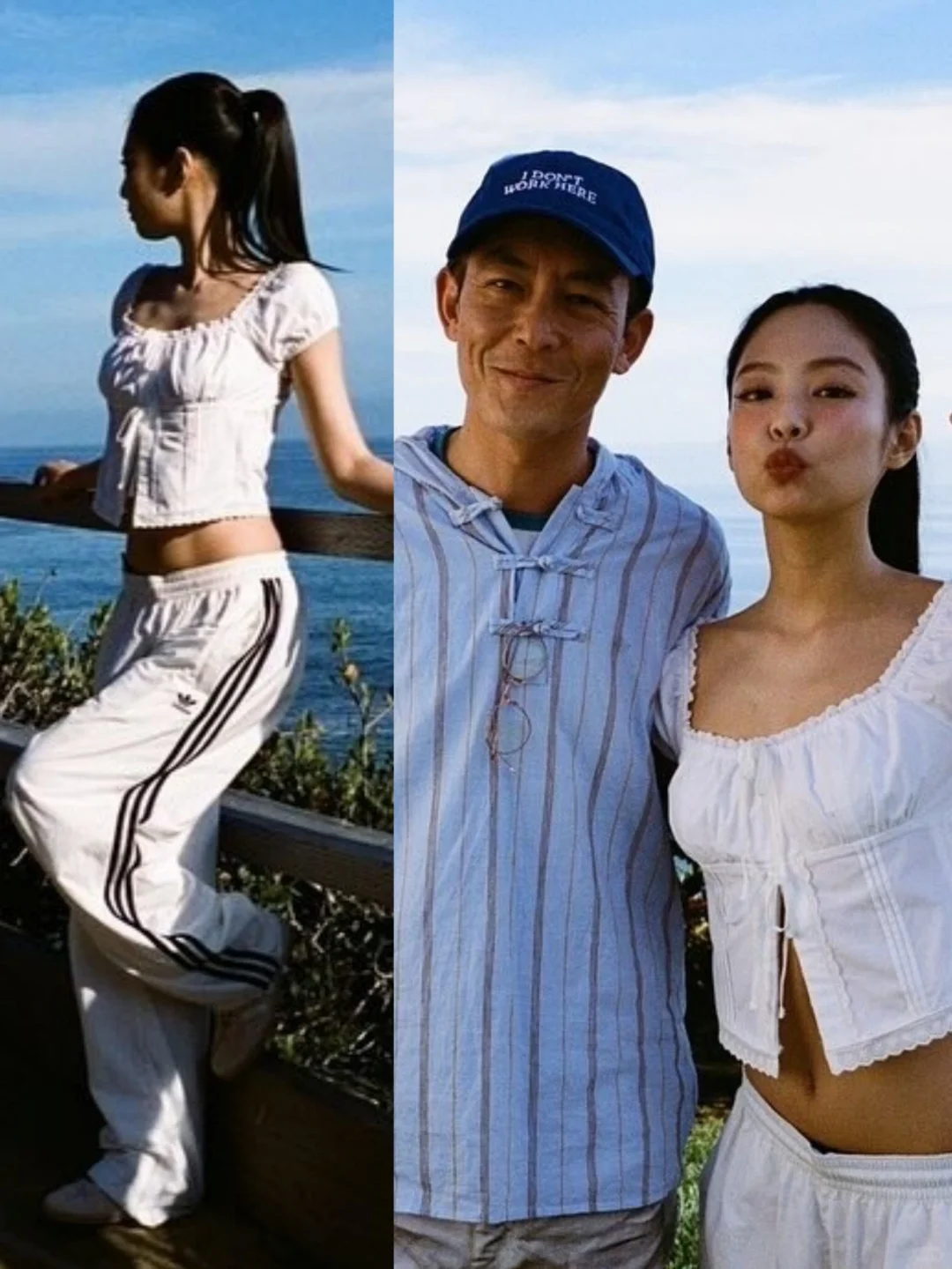 Jennie示范运动外套新搭法，并晒陈冠希合影
