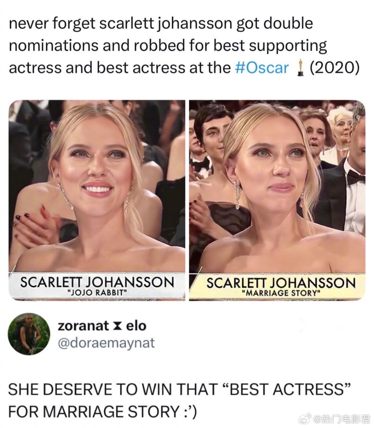 回顾寡姐2020奥斯卡🏆寡姐当时同时提名了最佳女主和最佳女配（可惜挂零蛋）….