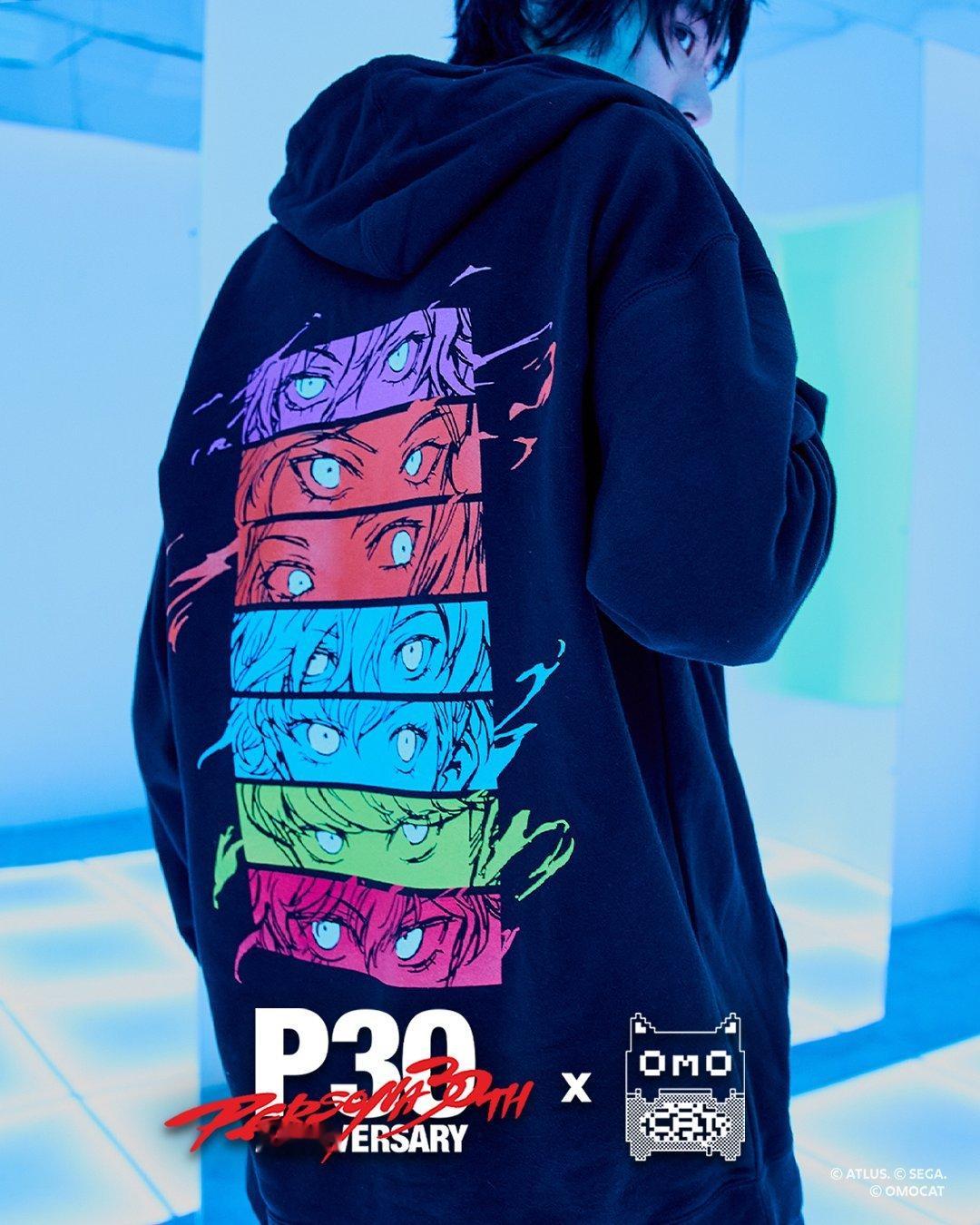 《女神异闻录》系列30周年 X OMOCAT 联名连帽衫公开，将于7月1日推出。