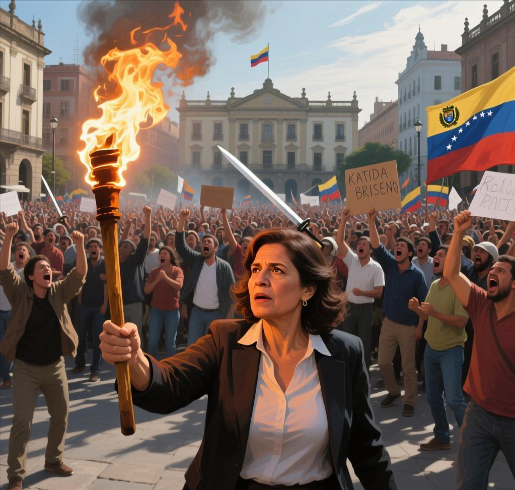 法新社：委内瑞拉大学教授凯蒂娅·布里塞尼奥走上街头，对美国的“野蛮行径”表示抗议