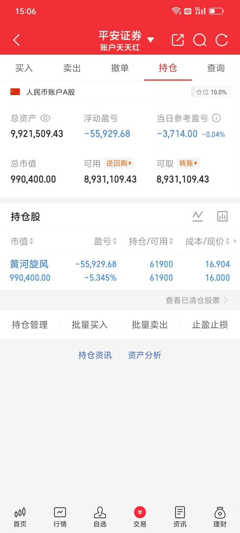 300w本金记录翻5倍（140天）今日持仓票： 黄河xf今日总资产990w   