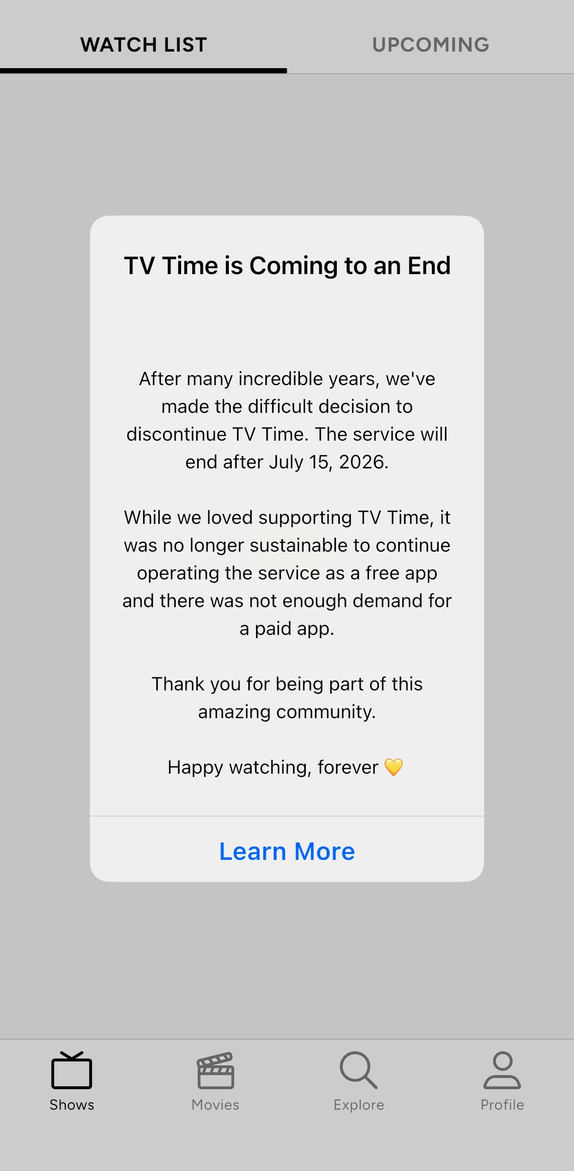 TV Time 要消失了