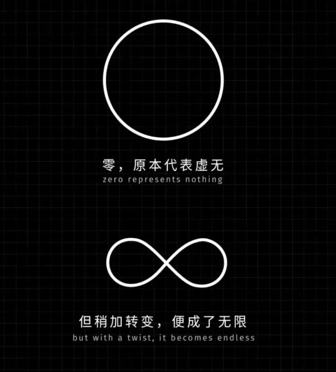0原本代表虚无，但稍加改变，就成了无限♾️…