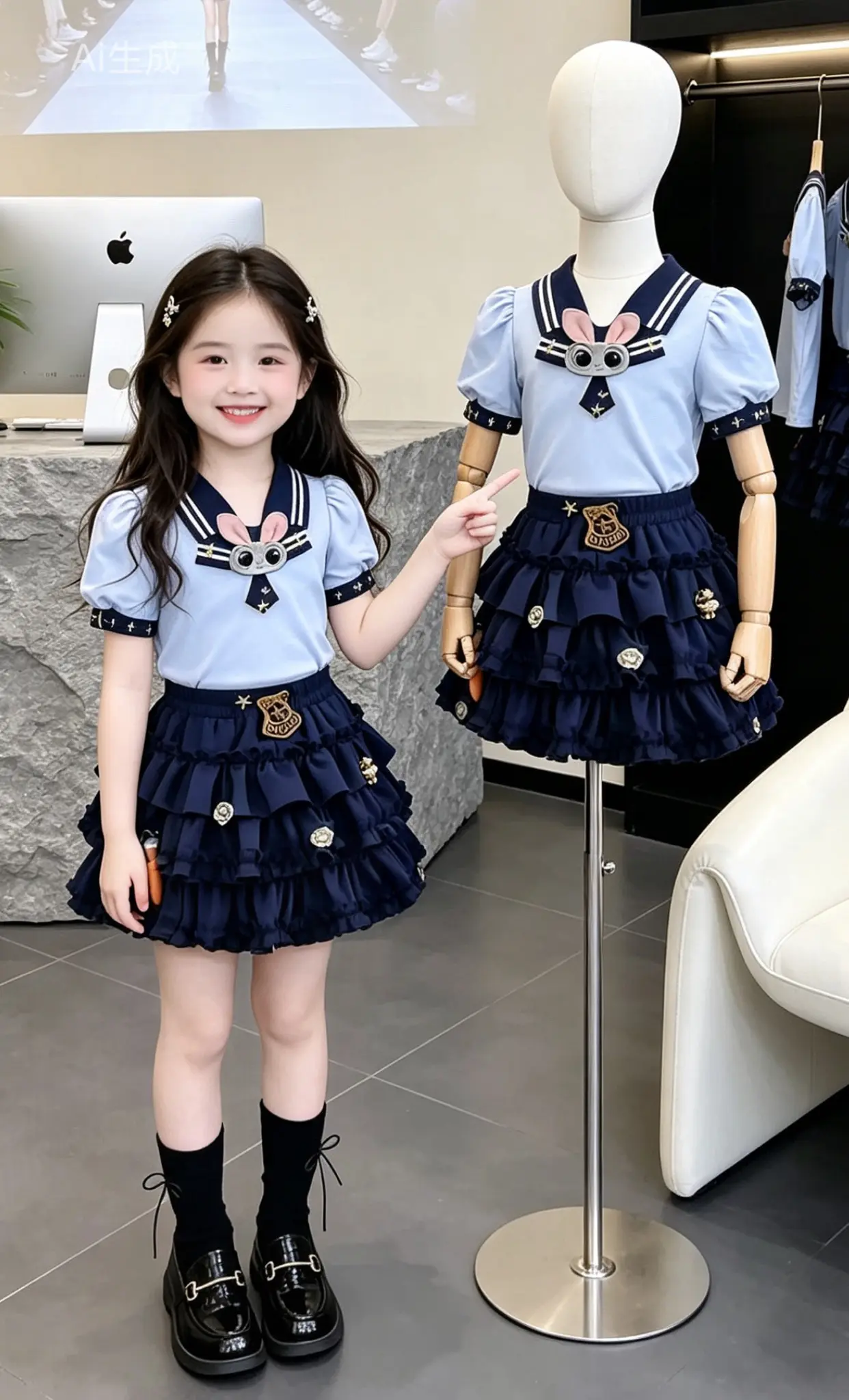 女童校园风连衣裙 女童校园穿搭 儿童学院风裙子 女儿可爱穿搭