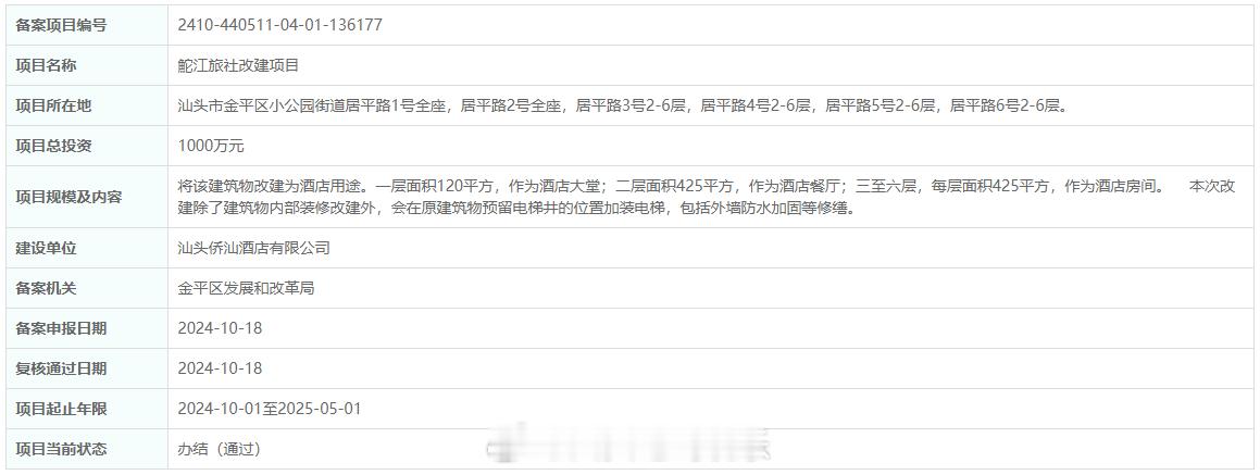 【#汕头鮀江旅社将改建为酒店#，曾被列入历史建筑名录】近日，鮀江旅社改建项目备案