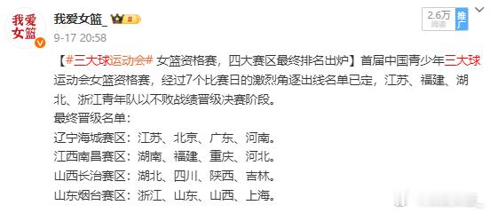 【首届青少年三大球运动会女篮项目时间、地点确定】10月28日下午，第一届青少年三