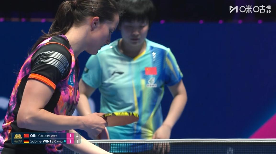 侯英超急眼了，第三局覃予萱全都是发温特的反手，一个正手短也不发，

开局覃予萱5