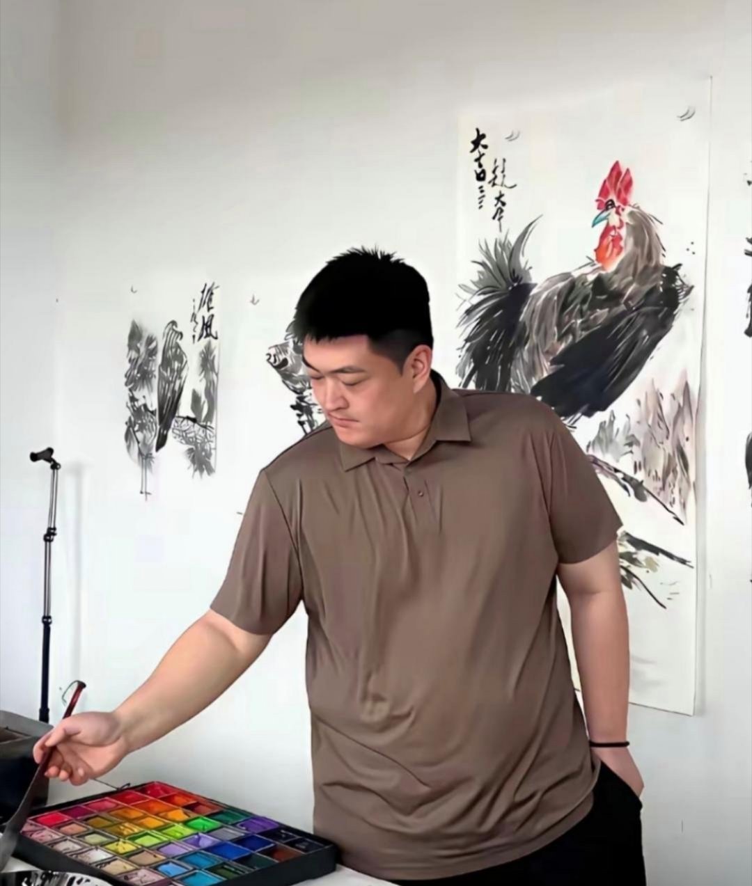 赵本山的儿子，大公鸡画的真像啊。 