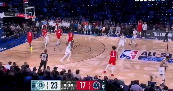 唐斯logo三分命中，世界队轰出14-2打停美国星队